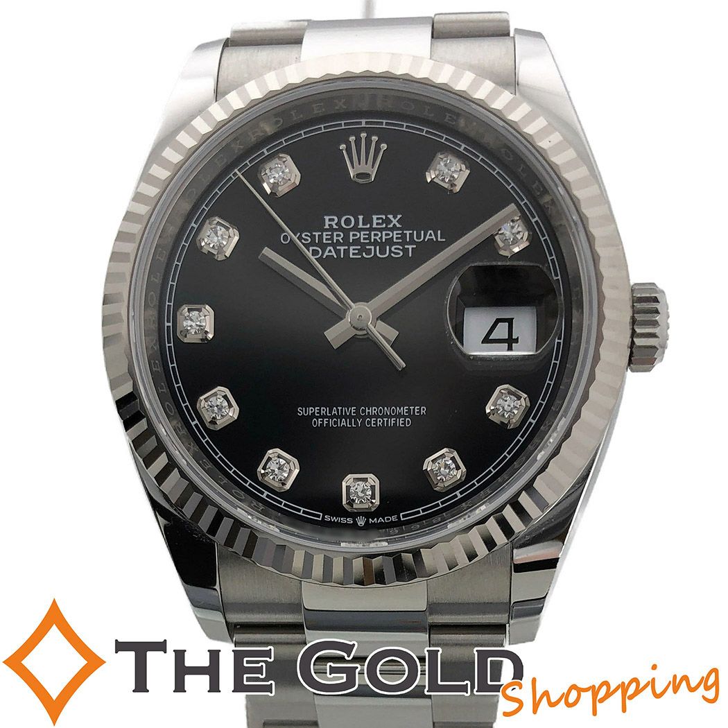 ロレックス□ デイトジャスト36 126234G WG SS コンビ 黒文字盤 ROLEX