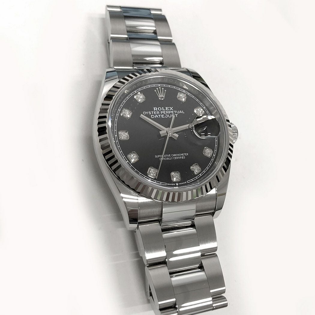 ロレックス□ デイトジャスト36 126234G WG SS コンビ 黒文字盤 ROLEX