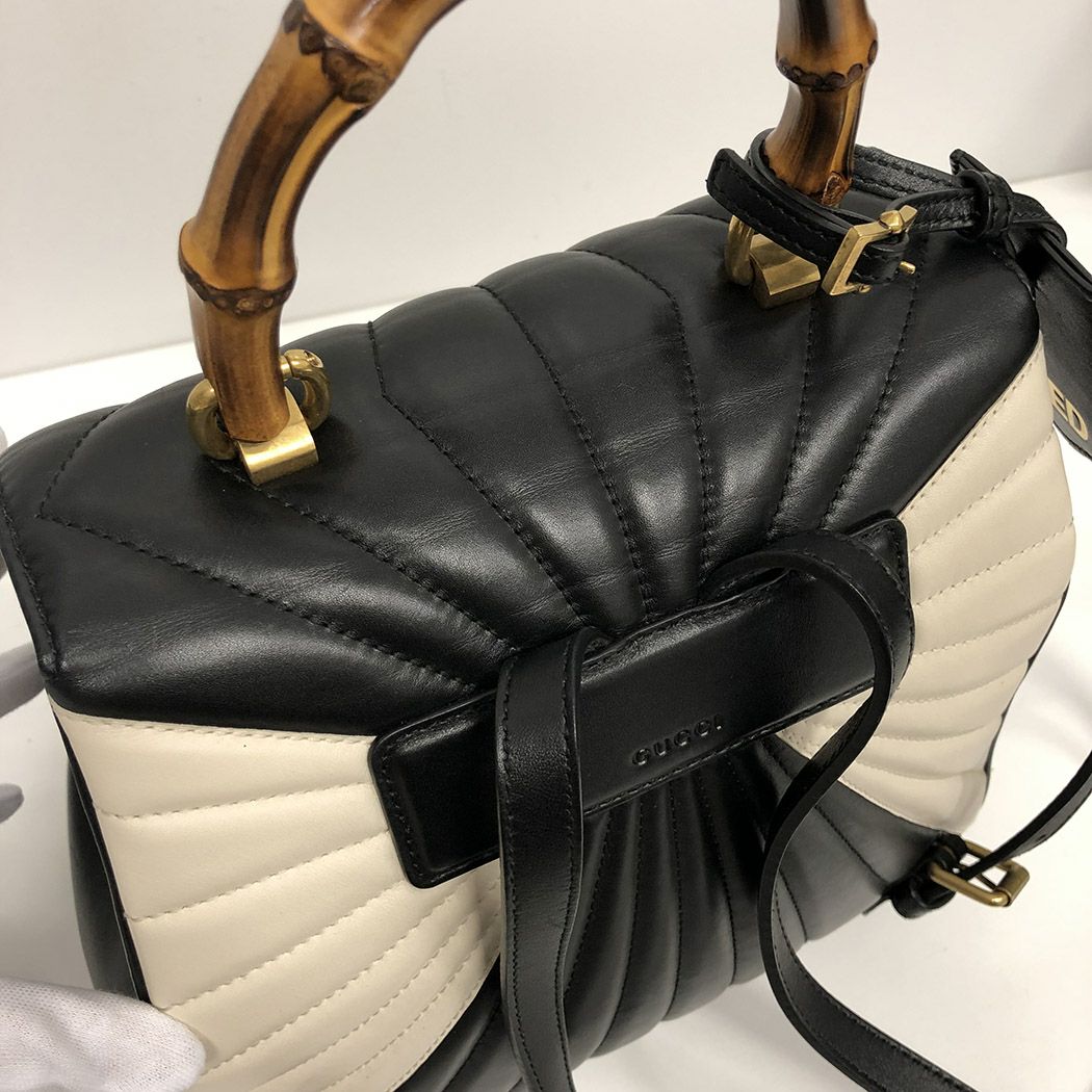 【希少】GUCCI クイーンマーガレット バンブー レザー バックパック グッチ□クイーンマーガレット バックパック 476664 2WAY ミニバッグ