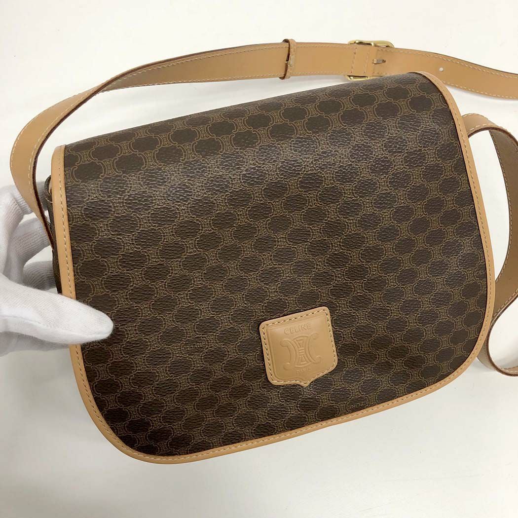 CELINE□ ショルダーバッグ マカダム メッセンジャー ミニ ポシェット