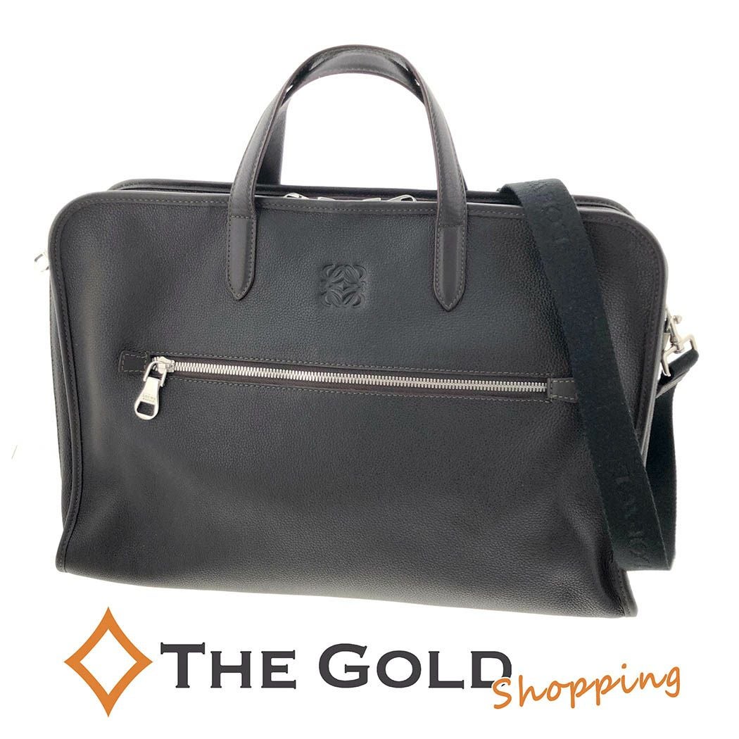 LOEWE ロエベ レザーブリーフケース ビジネスバッグ アナグラム ブラウン LOEWE ロエベ アナグラム ビジネスバッグ ブリーフケースブラウン