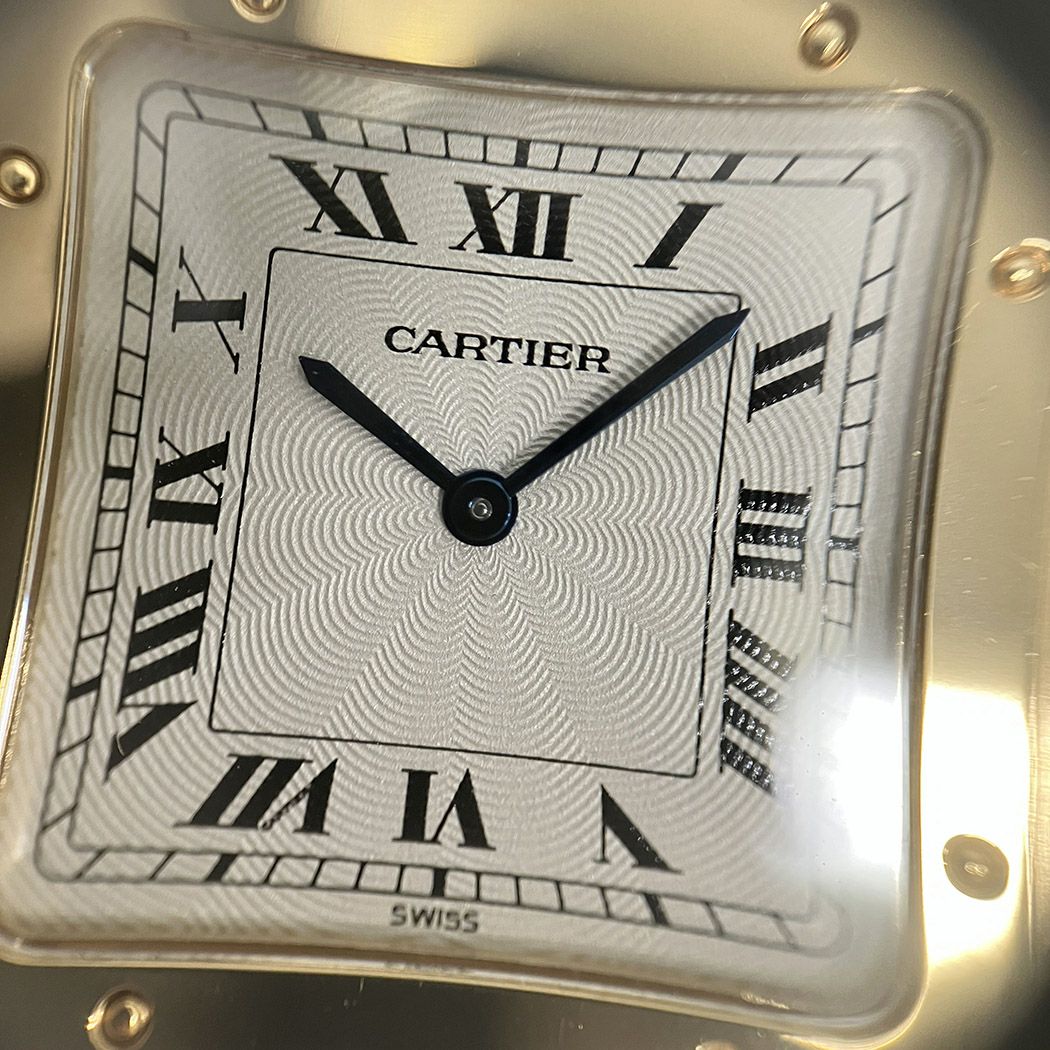 新品同様 カルティエ Cartier サントス Cドゥ パラジウムフィニッシュ カルティエ サントスデュモンLM W1505456 ギヨシェ 手巻き YG 金無垢