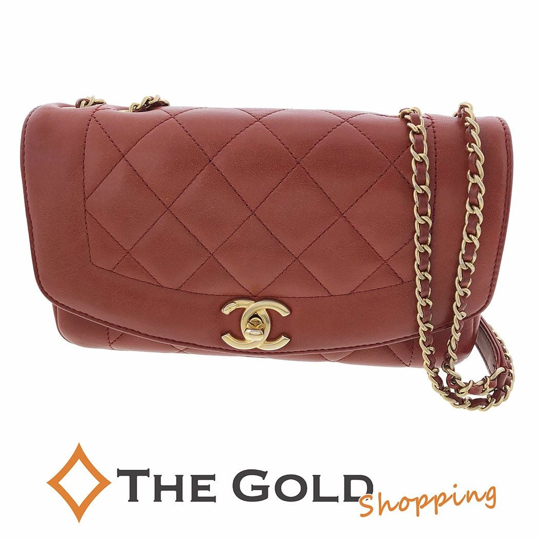 CHANEL ダイアナマトラッセ 22cm チェーンショルダーバッグ ラムスキン