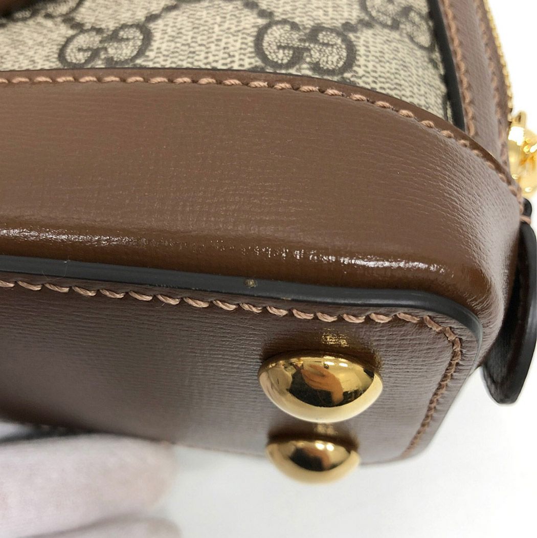 美品 GUCCI グッチ ホースビット 1955 640716 ショルダーバッグ GGスプリームキャンバス ベージュ レディース【中古】【送料無料】 GUCCI (グッチ) 1955 ホースビット GGスプリーム ミニ トップ ハンドル