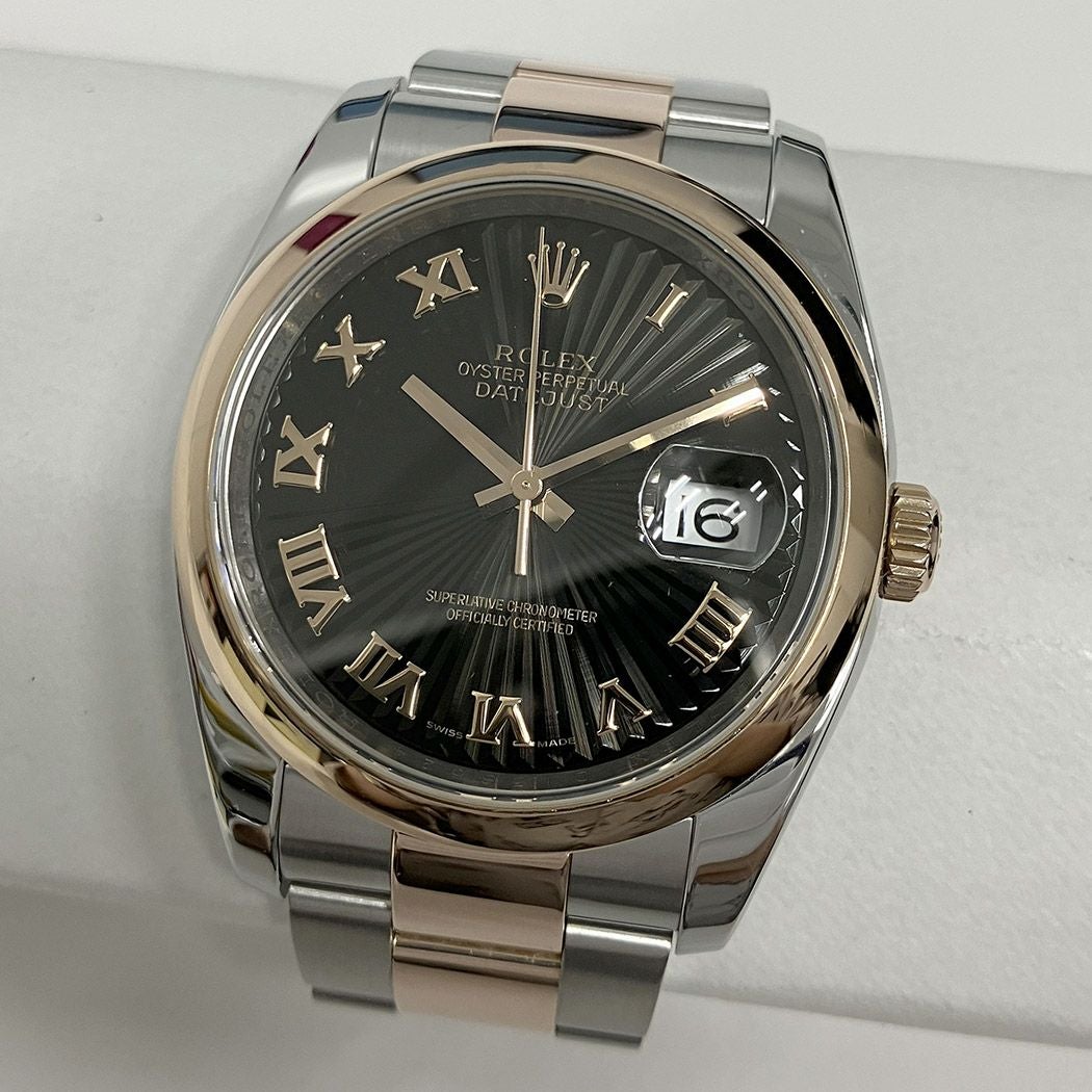 ROLEX デイトジャスト 116201 D番 ブラック サンビーム 36mm ローマ