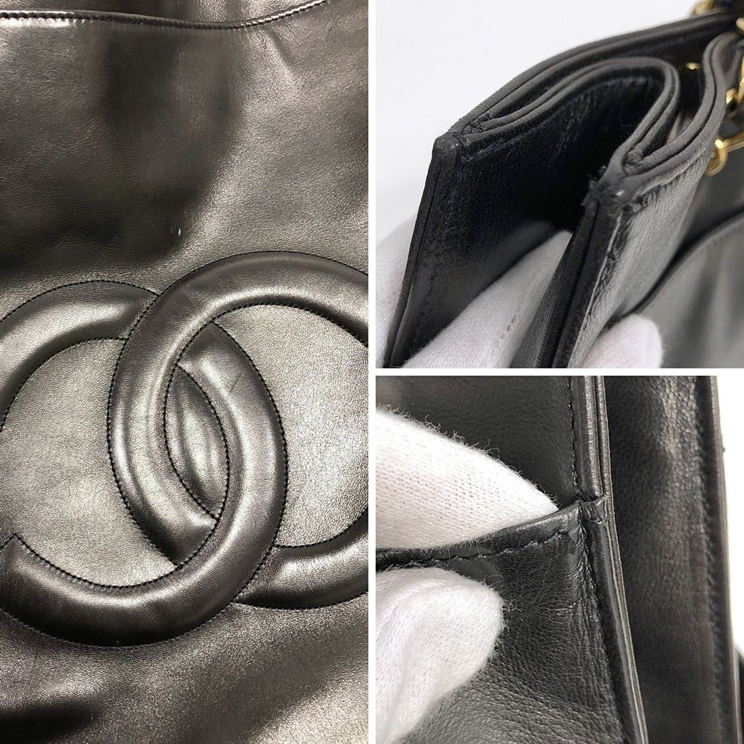 ココマーク ラムスキン レザー チェーン トートバッグ ブラック 楽天市場】【中古】｜CHANEL シャネル チェーントートバッグ ココ