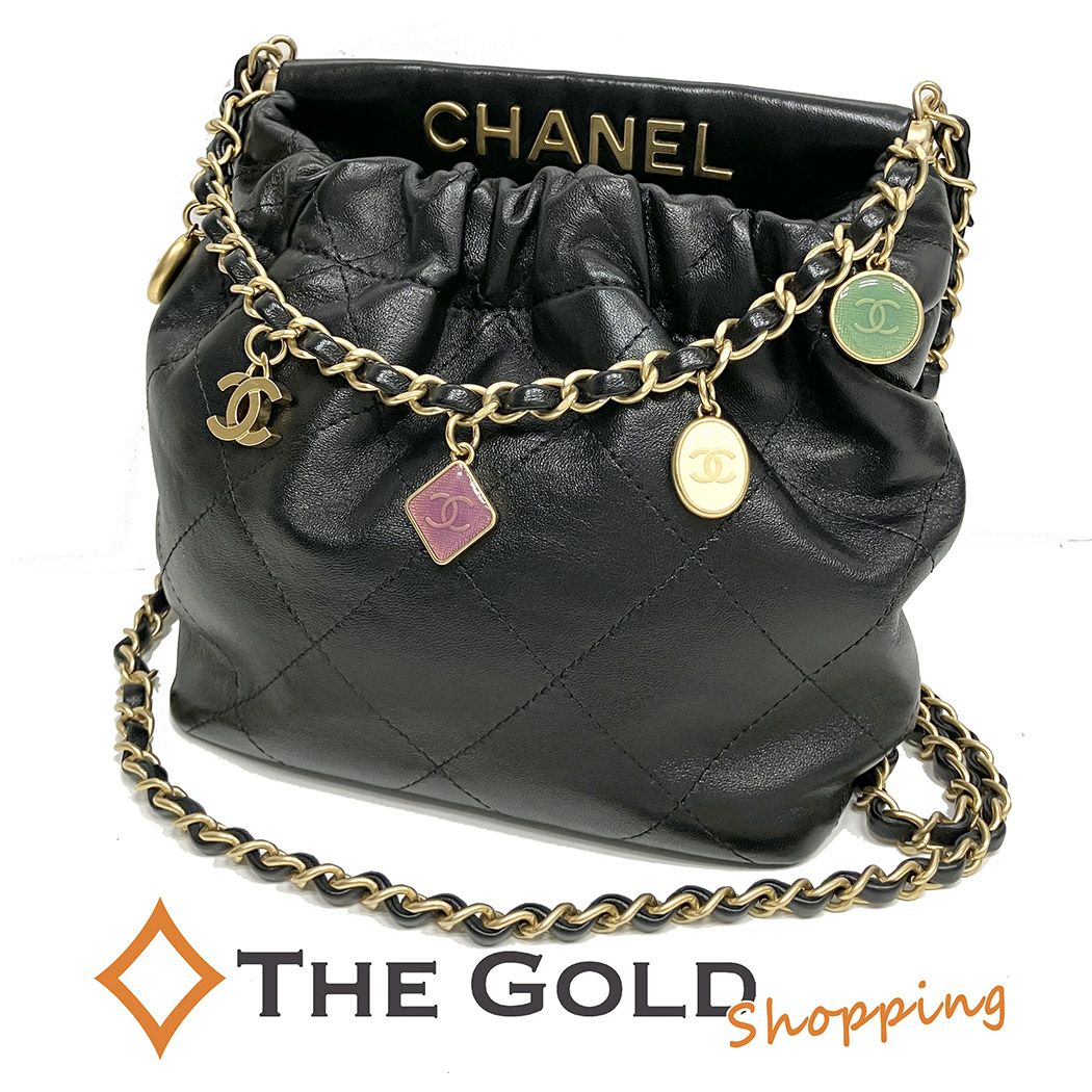 CHANEL チェーンショルダーバッグ AS3793 ラムスキン レザー ブラック