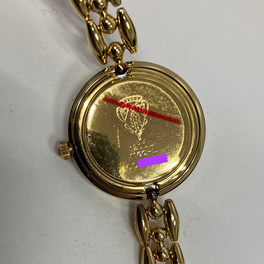 GUCCI カラーベゼル6色つきゴールド腕時計⭐︎ 電池交換済み グッチ チェンジベゼルウォッチ 1100-L ベゼル6色 電池交換済 クォーツ