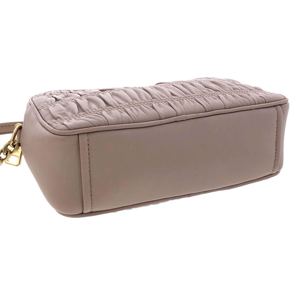 PRADA チェーンショルダーバッグ 1BH112 ナッパレザー ピンク ゴールド