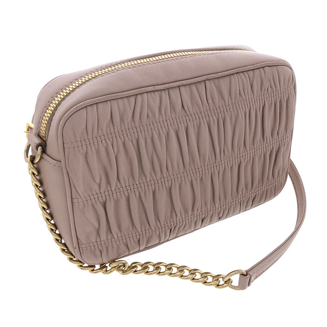 PRADA チェーンショルダーバッグ 1BH112 ナッパレザー ピンク ゴールド