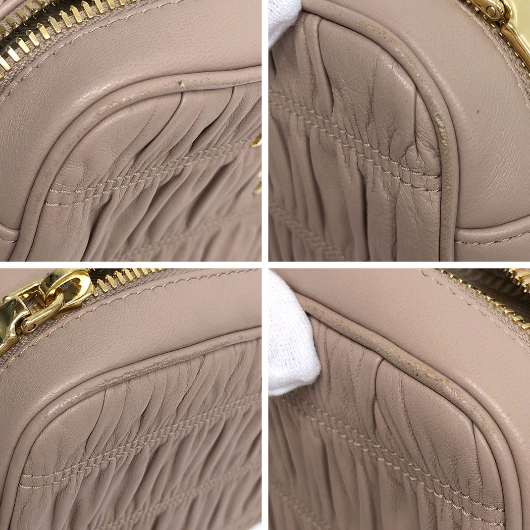 PRADA チェーンショルダーバッグ 1BH112 ナッパレザー ピンク ゴールド
