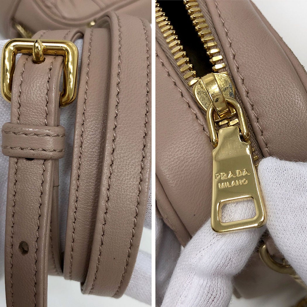 PRADA チェーンショルダーバッグ 1BH112 ナッパレザー ピンク ゴールド