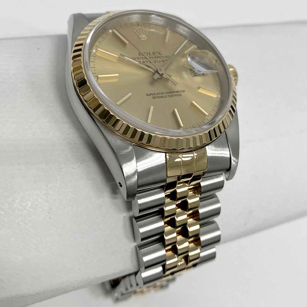ロレックス デイトジャスト 16233 E番 コンビ YG SS 36mm ゴールド文字