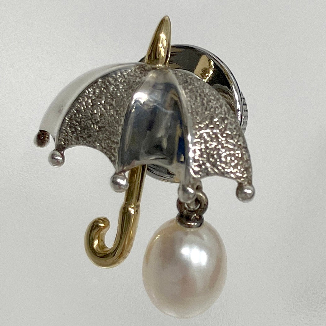 MIKIMOTO 傘モチーフ パール ピンブローチ シルバー ゴールド K18 真珠