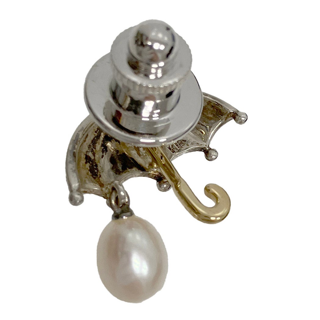 MIKIMOTO 傘モチーフ パール ピンブローチ シルバー ゴールド K18 真珠