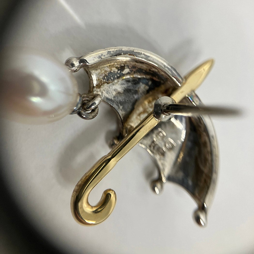 MIKIMOTO 傘モチーフ パール ピンブローチ シルバー ゴールド K18 真珠