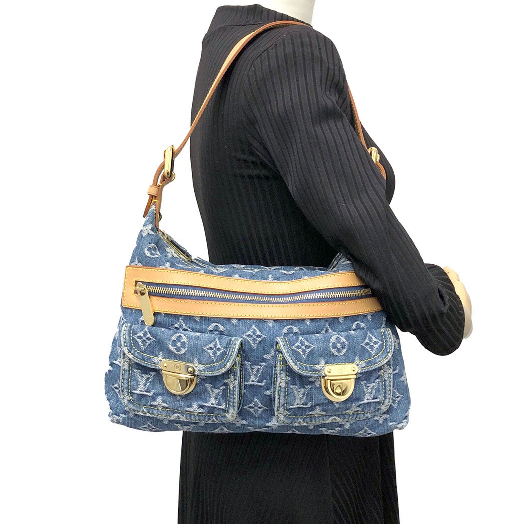 LOUIS VUITTONルイ・ヴィトン/モノグラムデニムバギーM95049 LOUIS VUITTON バギーPM M95049 モノグラム デニム ブルー ゴールド