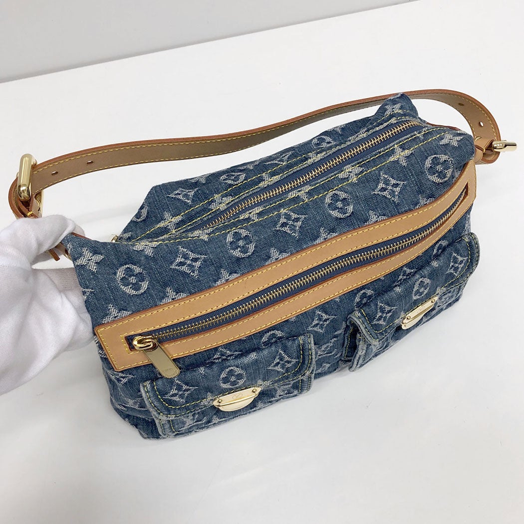 LOUIS VUITTON バギーPM M95049 モノグラム デニム ブルー ゴールド
