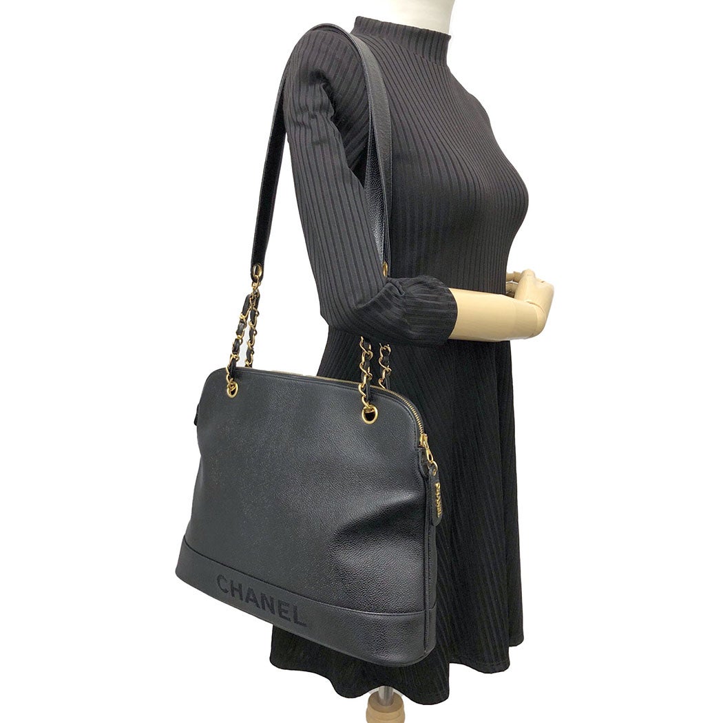 CHANEL シャネル/Wファイスキャビアスキンチェーントート/352****/Aランク/64【中古】 CHANEL - CHANEL シャネル/Wファイスキャビアスキンチェーントート/352