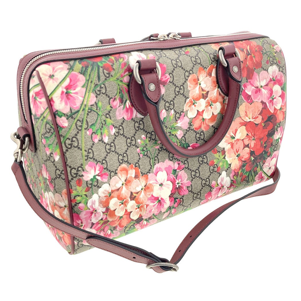【美品】グッチ GGブルームス セカンドバッグ ハンドバッグ 花柄 ピンク グッチ ボストンバッグ 409527 GGブルームス ピンク ベージュ 2WAY