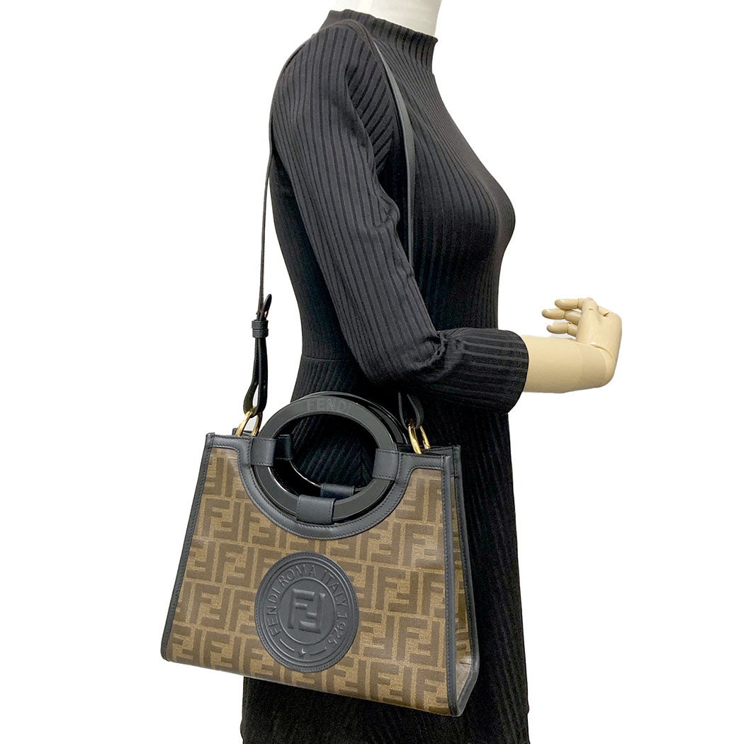 フェンディ FENDI ラナウェイショッパー 2WAY ショルダー バッグ 黒 FENDI - フェンディ FENDI ラナウェイショッパー 2WAY ショルダー