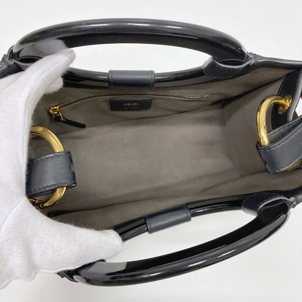 フェンディ FENDI ラナウェイショッパー 2WAY ショルダー バッグ 黒 FENDI - フェンディ FENDI ラナウェイショッパー 2WAY ショルダー
