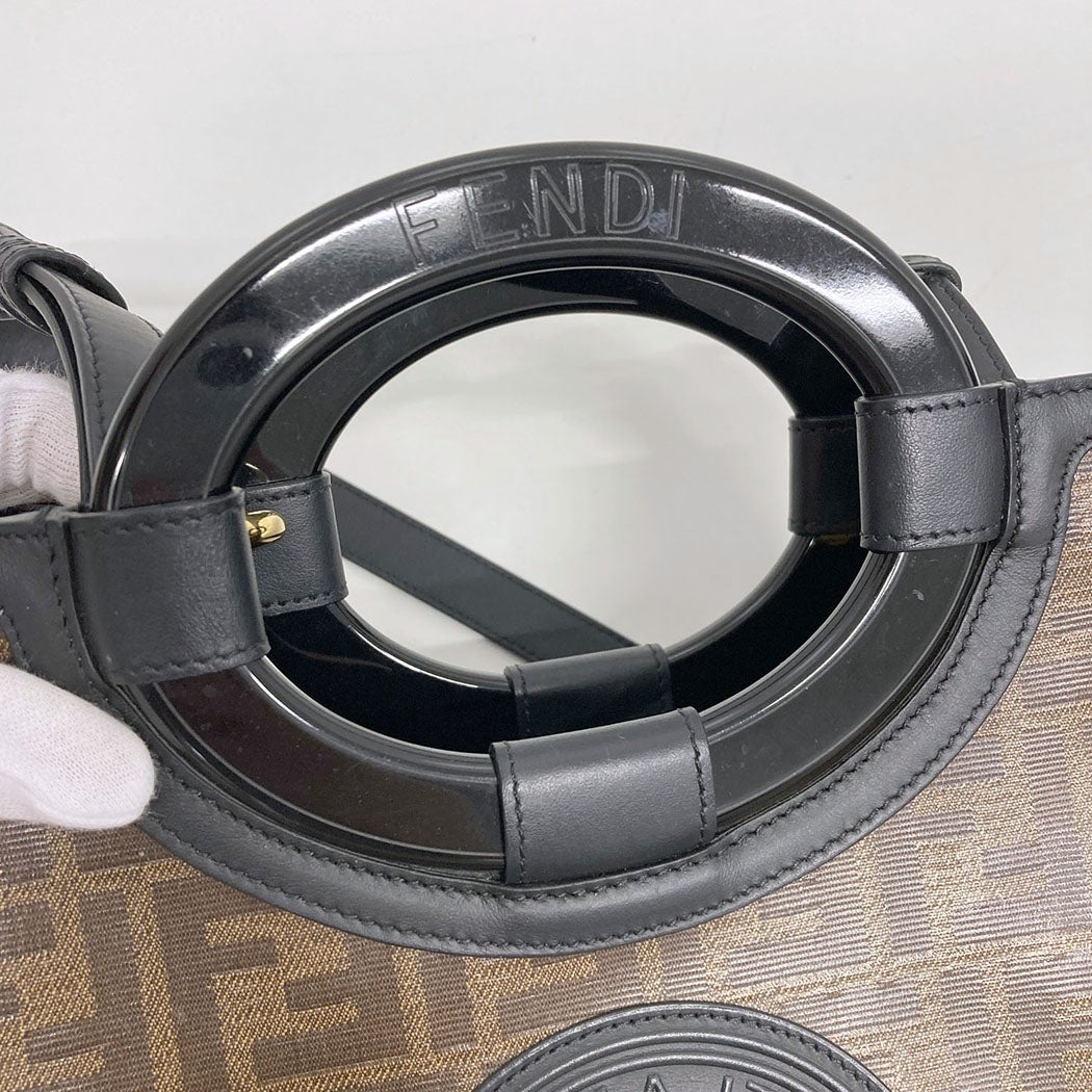 FENDI ラナウェイ ショッパー スモール 8BH353 ブラウン ブラック 2WAY