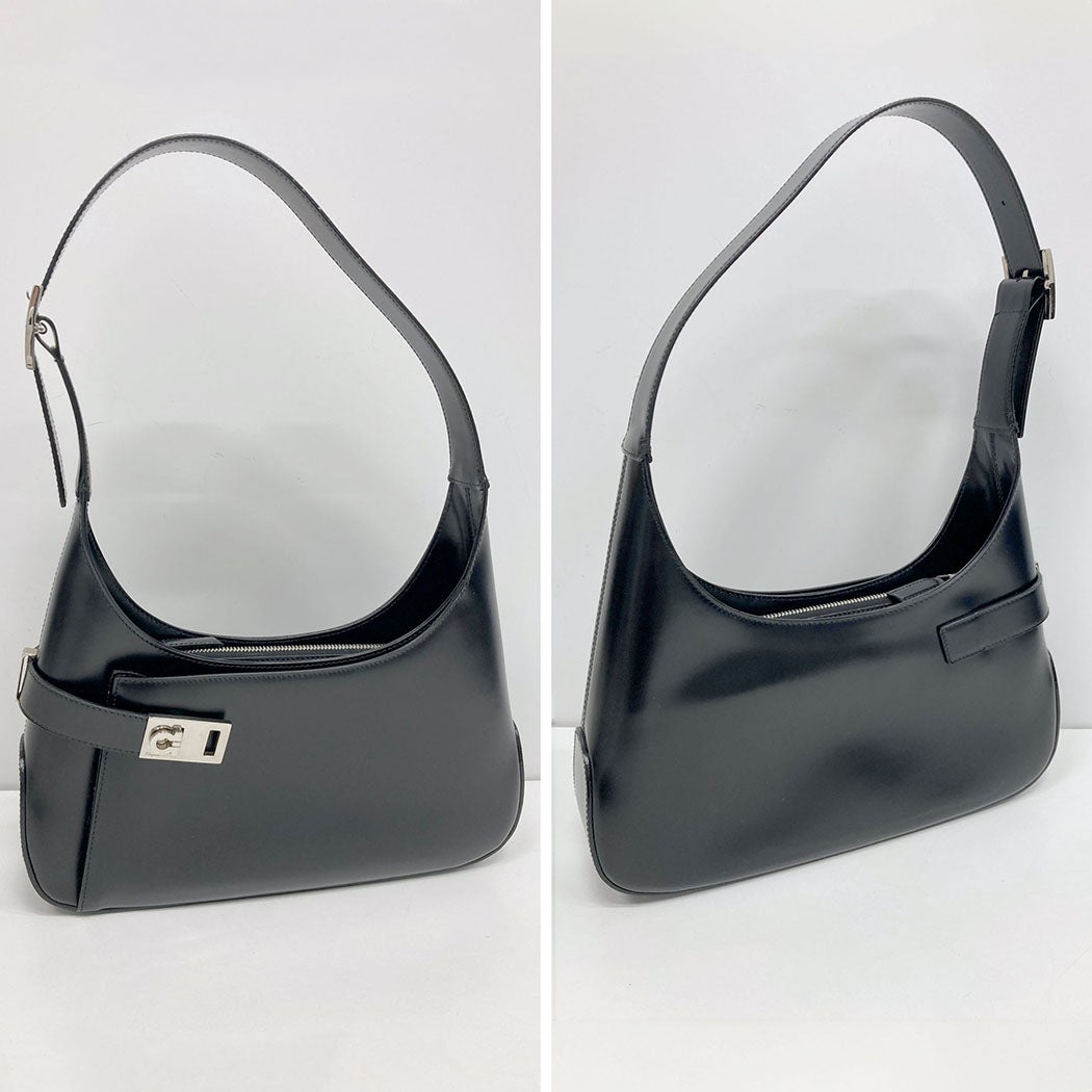 FERRAGAMO ワンショルダーバッグ 170 ガンチーニ レザー ブラック