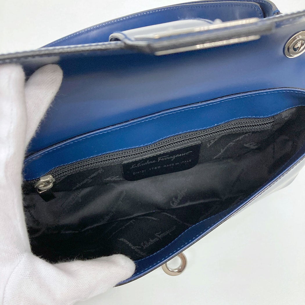 FERRAGAMO ワンショルダーバッグ 1780 ガンチーニ レザー ブルー