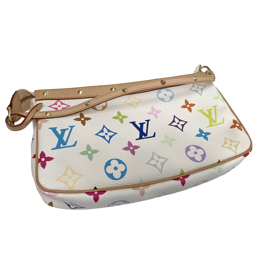 LOUIS VUITTON ルイヴィトン ショルダーバッグ ポシェットアクセソワール 肩掛け 斜め掛け M92649 モノグラムマルチカラー    ホワイト 白 マルチカラー レディース【中古品】 ルイヴィトンポシェット アクセソワール 14144 白 レディース