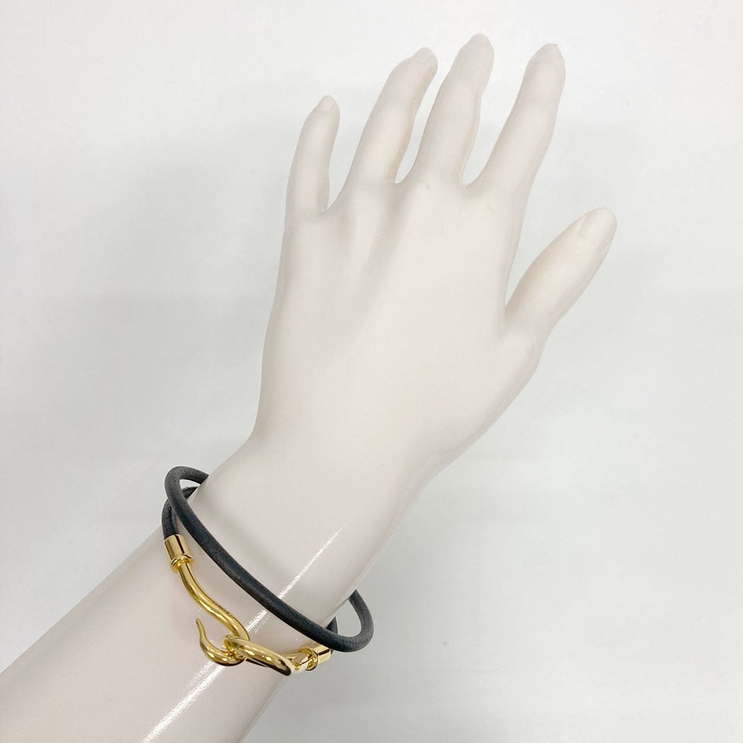 HERMES ジャンボ チョーカー 2連 ブレスレット 16cm ブラック ゴールド
