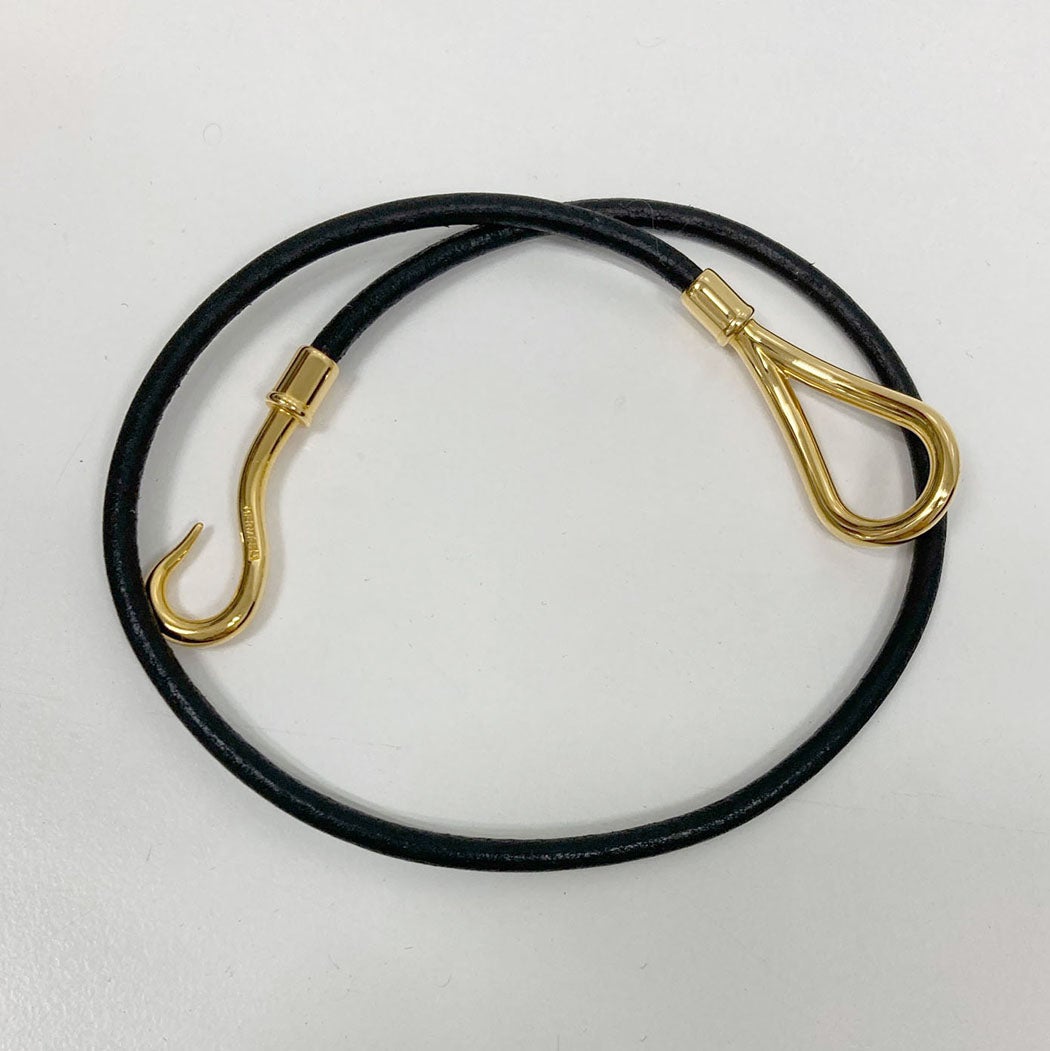 HERMES ジャンボ チョーカー 2連 ブレスレット 16cm ブラック ゴールド