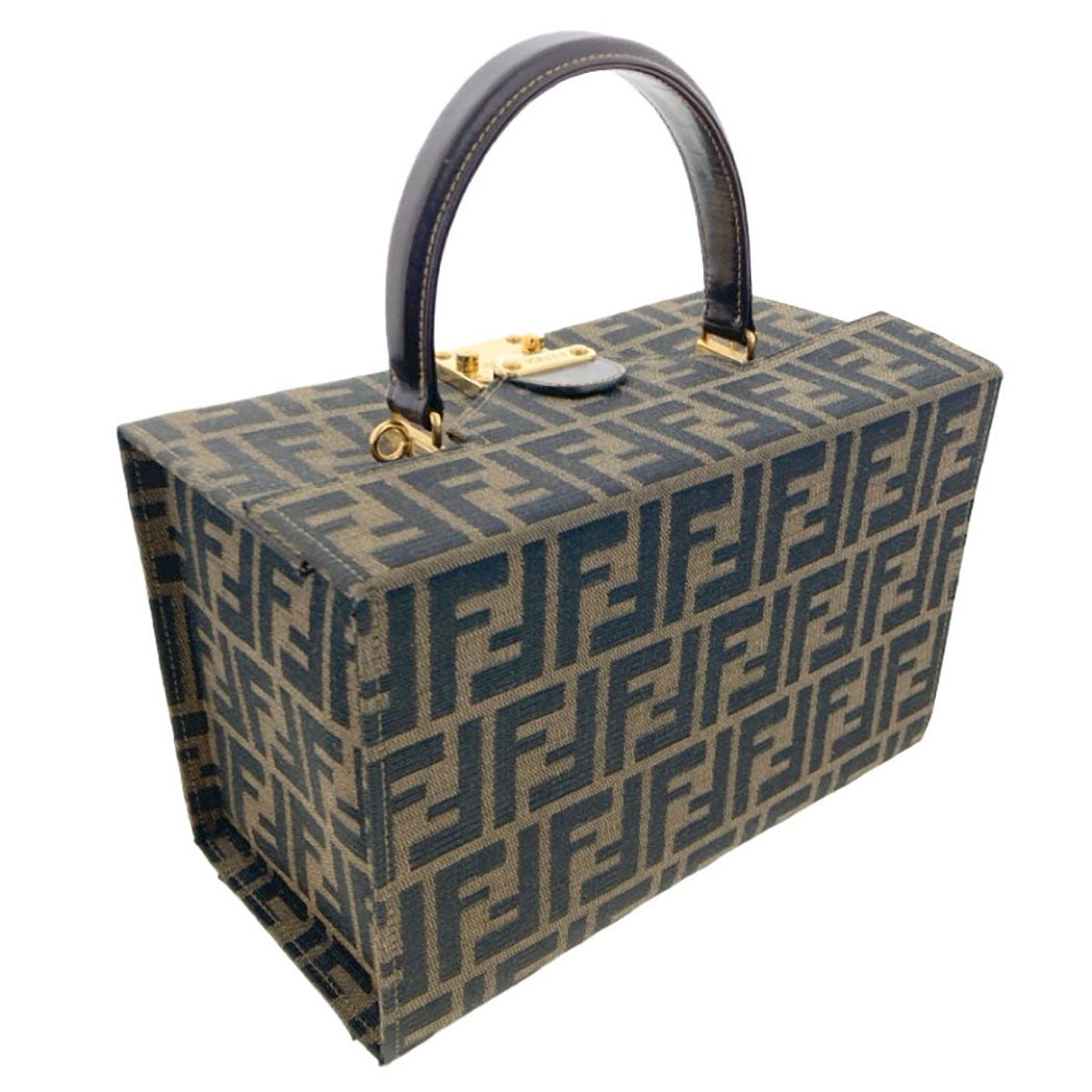 FENDI ボックスバッグ バニティバッグ ズッカ カーキブラウン トップ