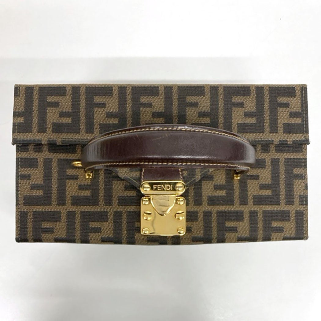 FENDI ボックスバッグ バニティバッグ ズッカ カーキブラウン トップ
