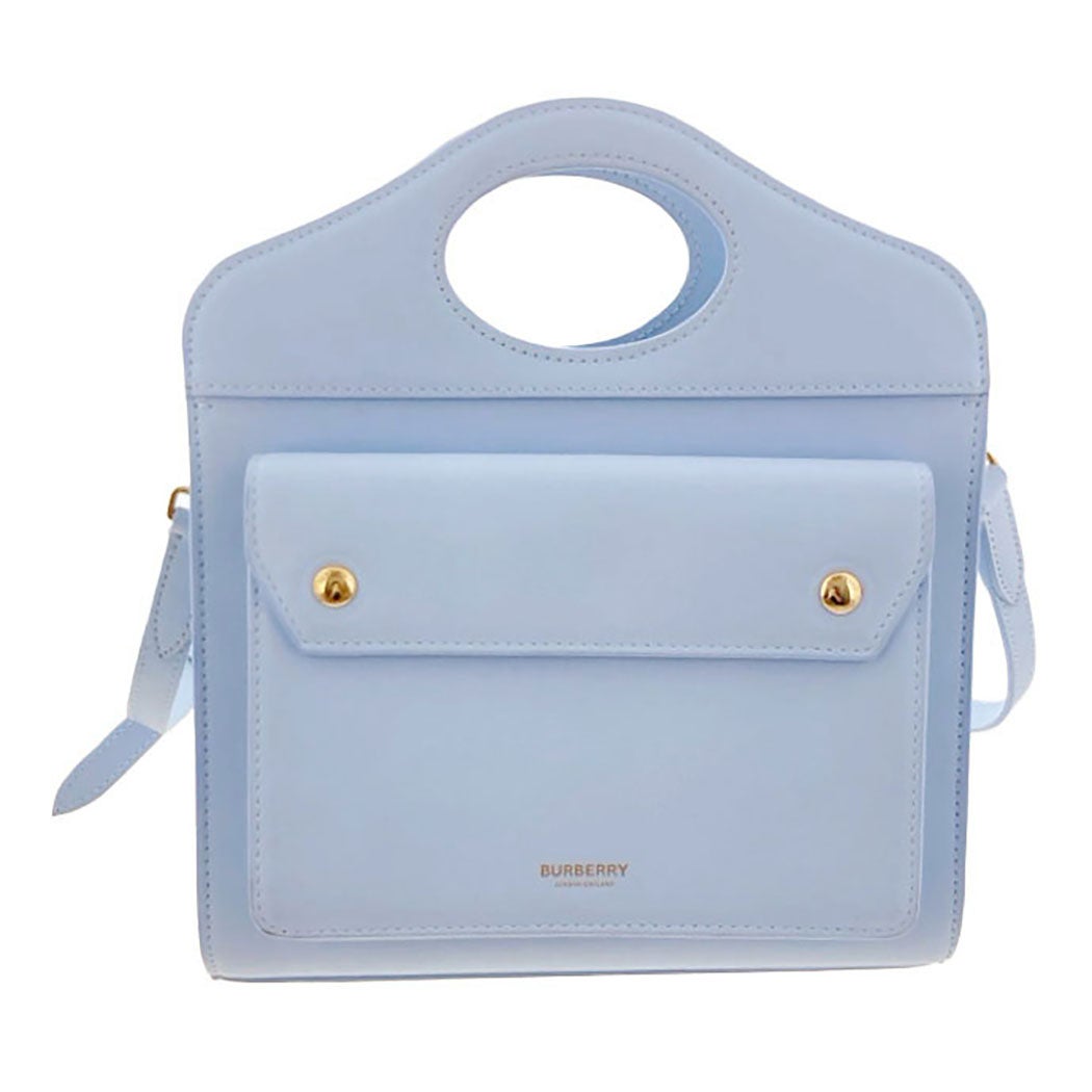 BURBERRY ミニポケットバッグ 8042991 レザー ペールブルー 2WAY