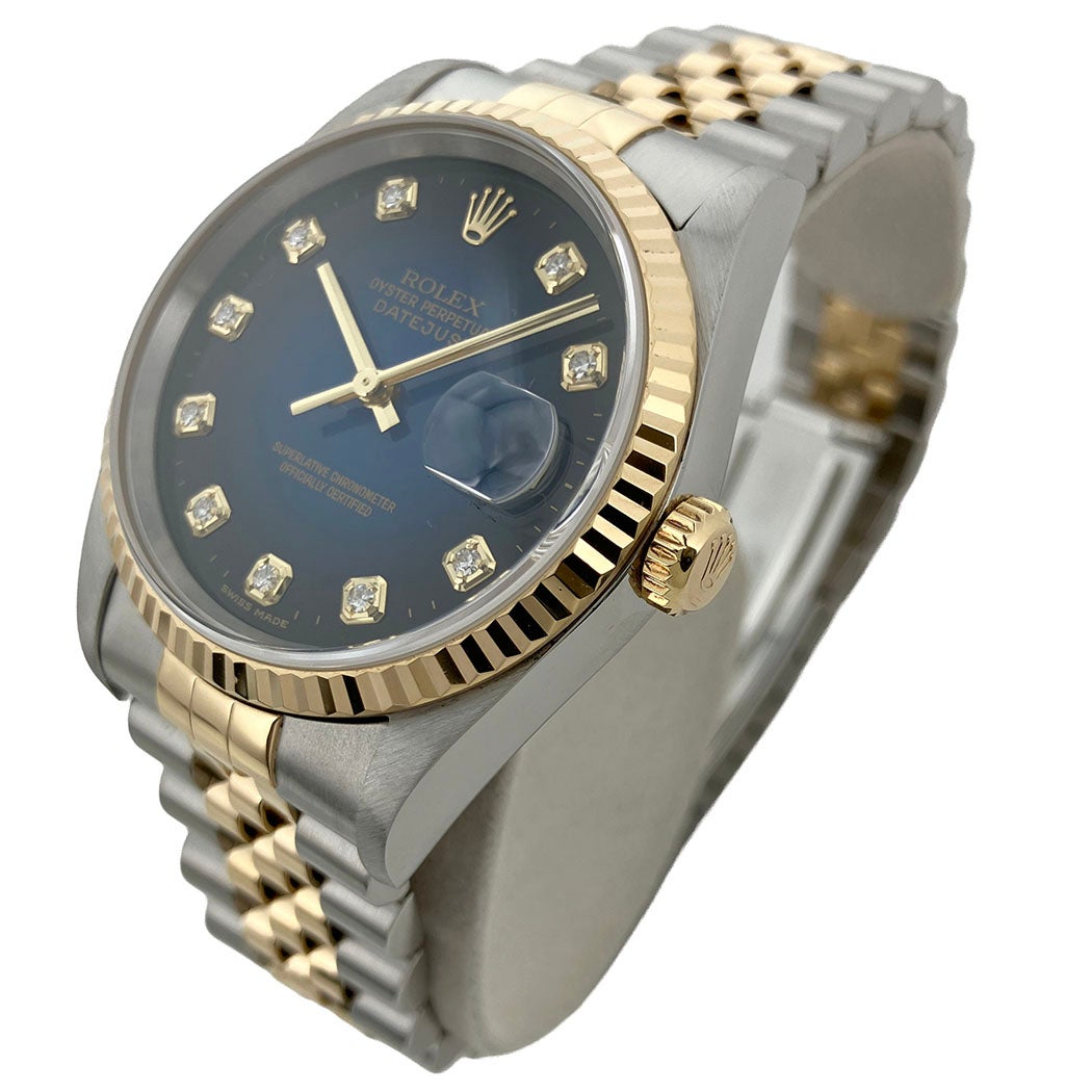 ROLEX デイトジャスト 16233G OH済 10Pダイヤ ブルーグラデーション