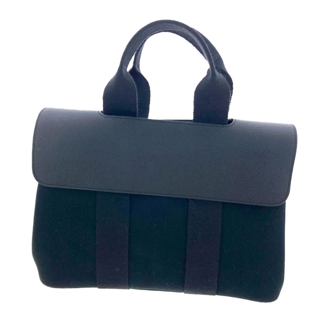 HERMES ヴァルパライソPM コットンキャンバス ブラック トートバッグ