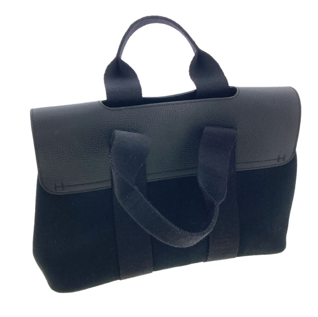 HERMES ヴァルパライソPM コットンキャンバス ブラック トートバッグ