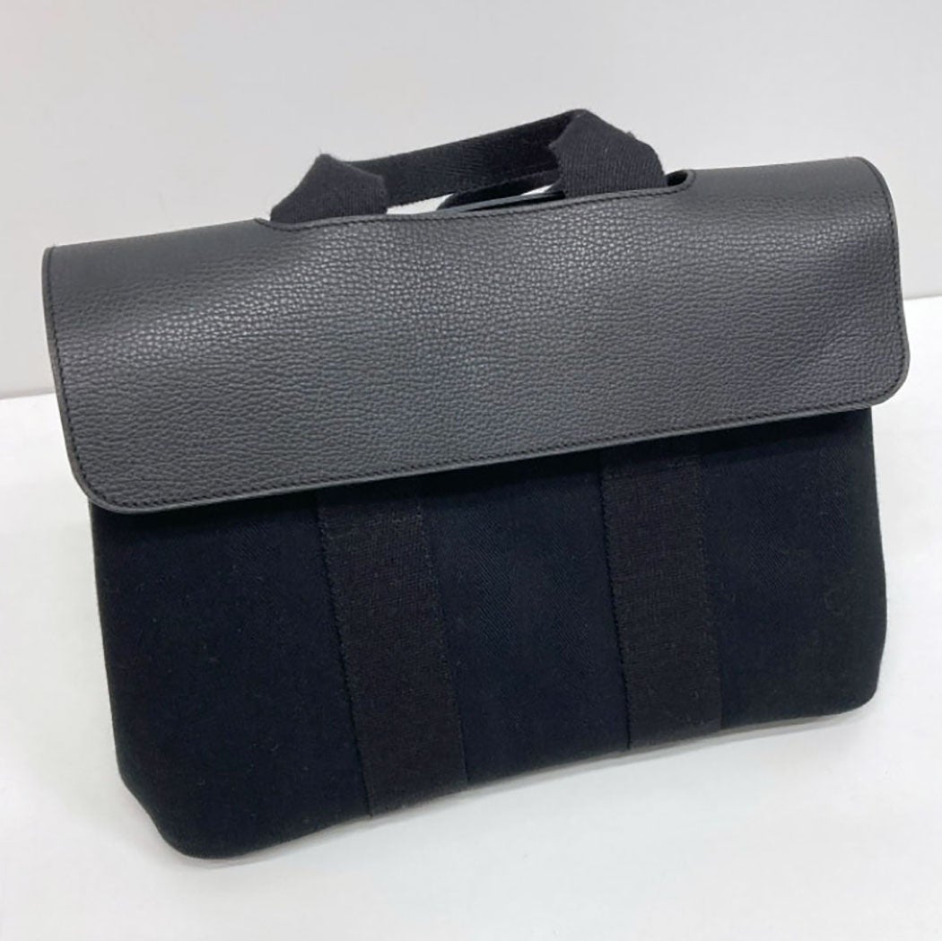 HERMES ヴァルパライソPM コットンキャンバス ブラック トートバッグ