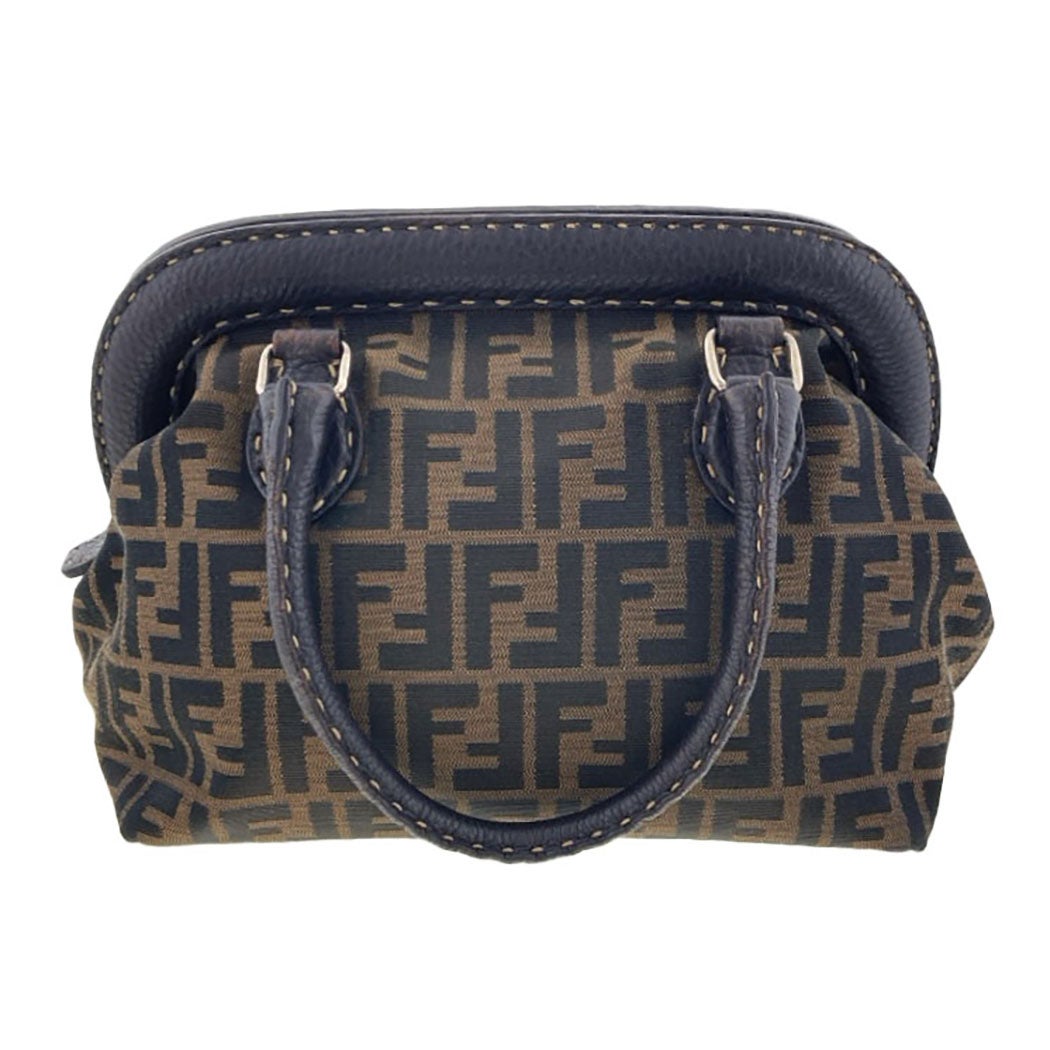 FENDI ハンドバッグ 8BN123 ズッカ セレリア ブラウン ダブルハンドル