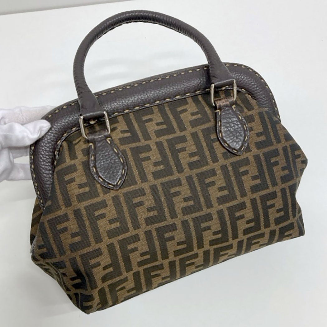 FENDI ハンドバッグ 8BN123 ズッカ セレリア ブラウン ダブルハンドル