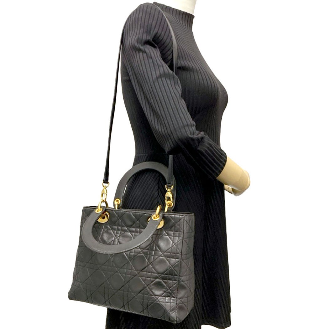 Christian Dior レディディオール カナージュ ラムスキン ブラック
