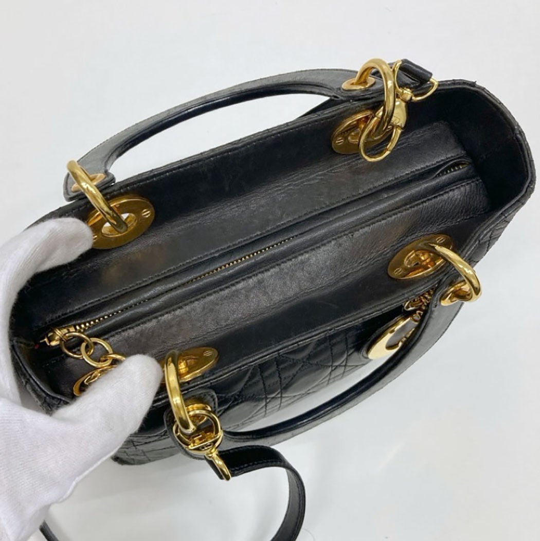 Christian Dior レディディオール カナージュ ラムスキン ブラック