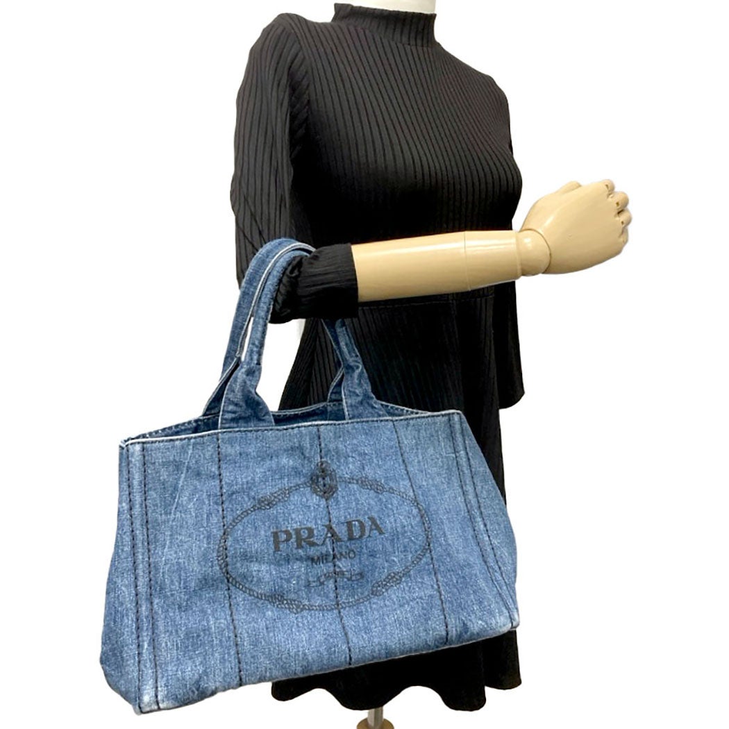 PRADA カナパ M B1877B デニム ブルー トートバッグ レディース プラダ
