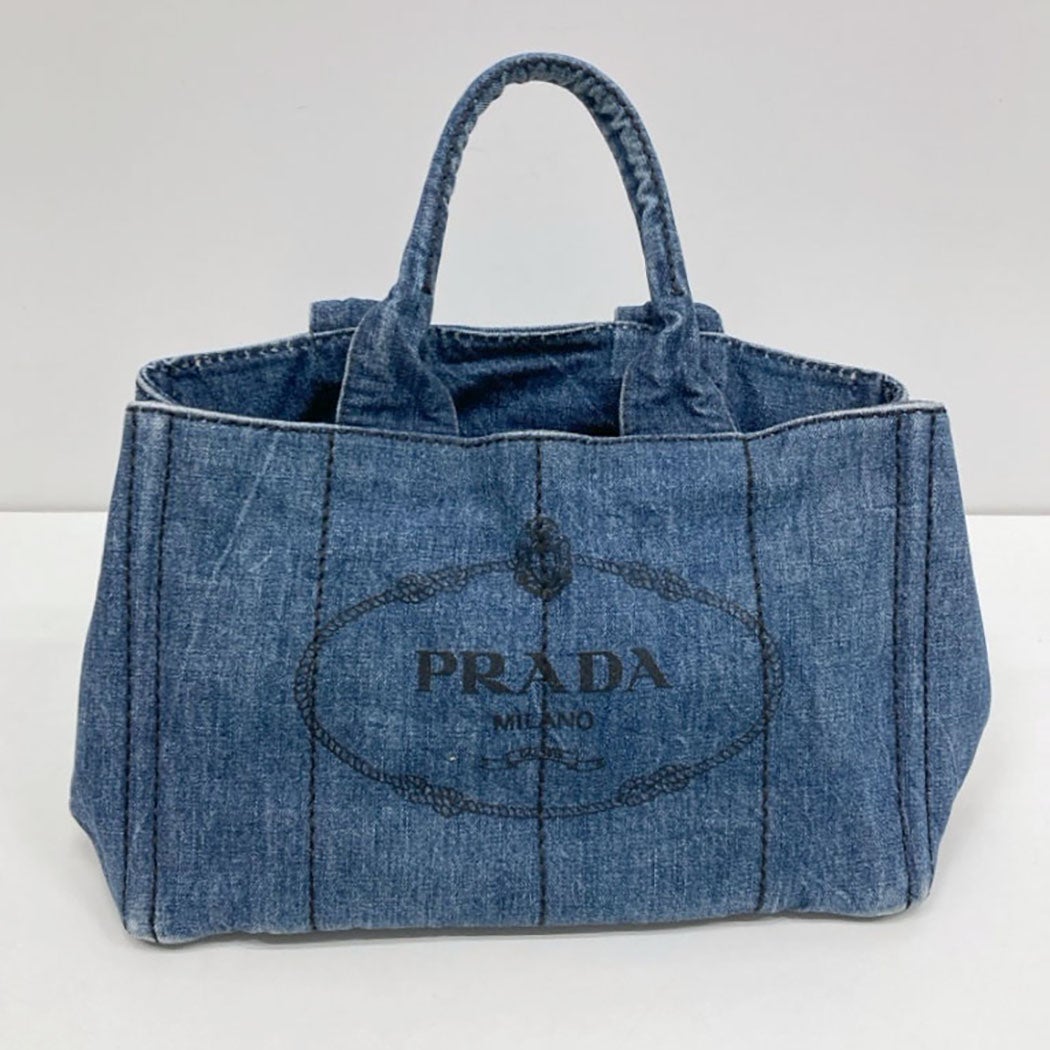 PRADA カナパ M B1877B デニム ブルー トートバッグ レディース プラダ