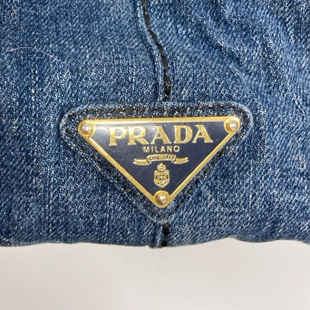 PRADA カナパ M B1877B デニム ブルー トートバッグ レディース プラダ
