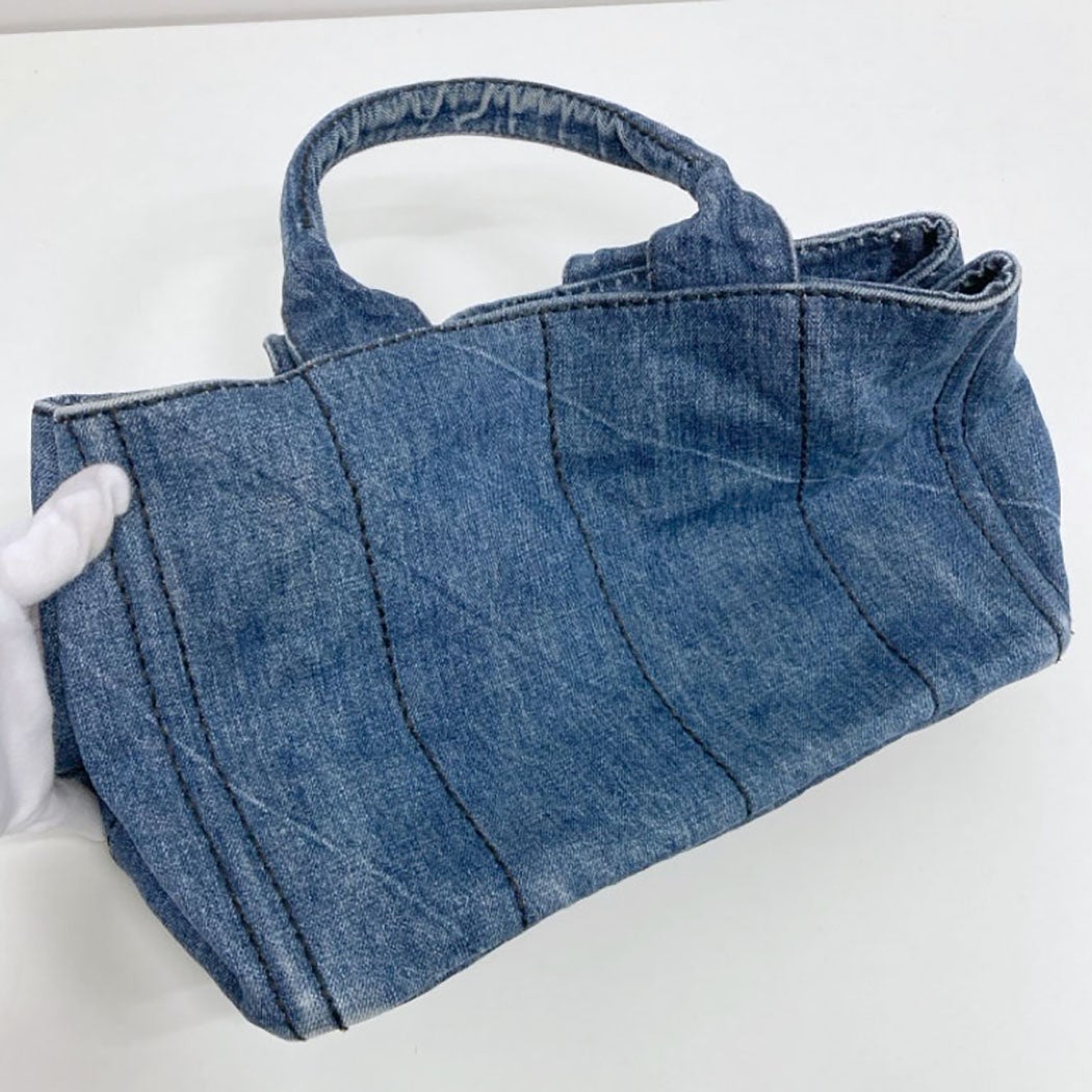 PRADA カナパ M B1877B デニム ブルー トートバッグ レディース プラダ