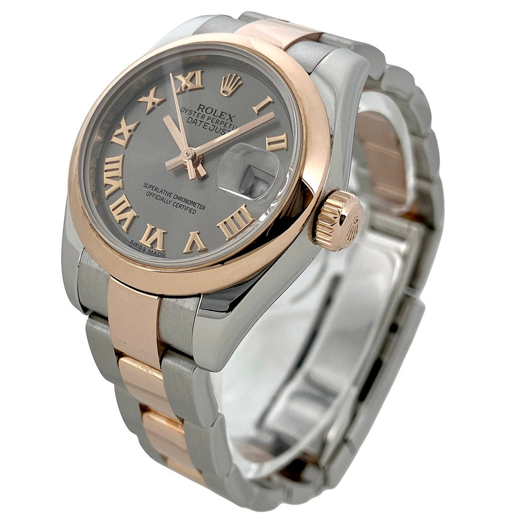 ROLEX デイトジャスト レディ 179161 OH済 26mm ローマン グレー文字盤