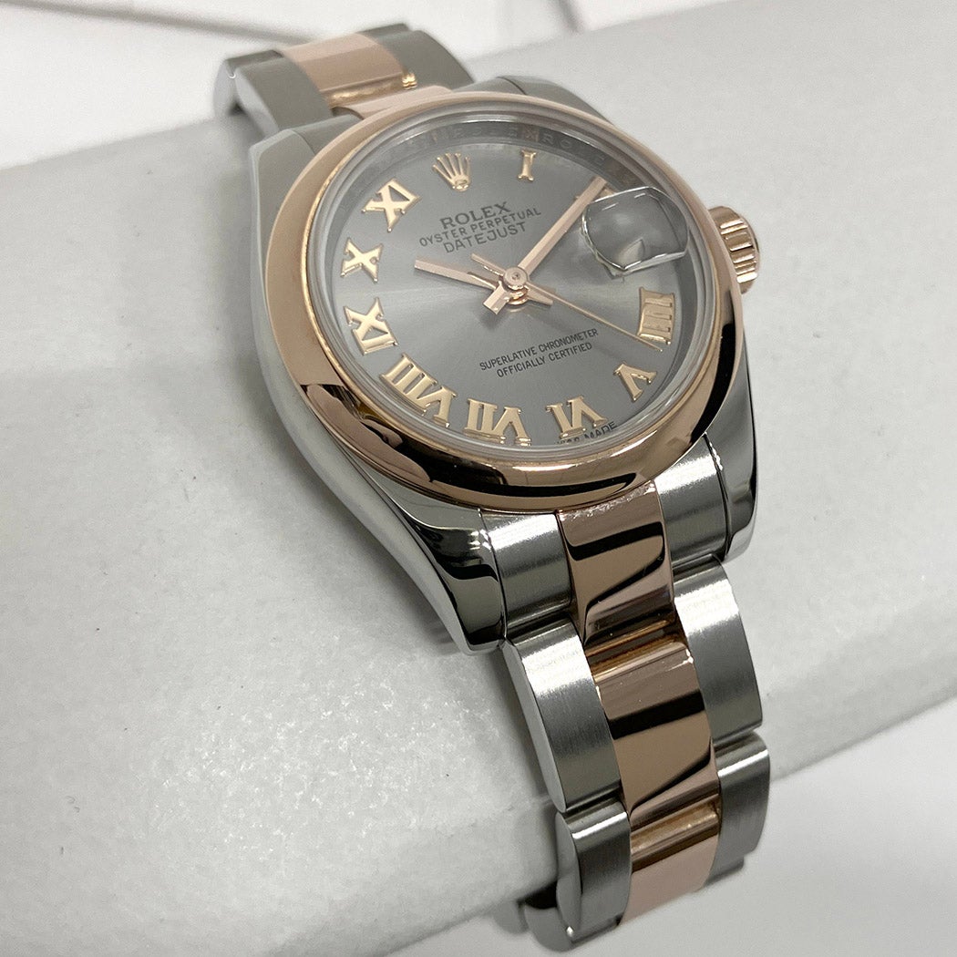 ROLEX デイトジャスト レディ 179161 OH済 26mm ローマン グレー文字盤
