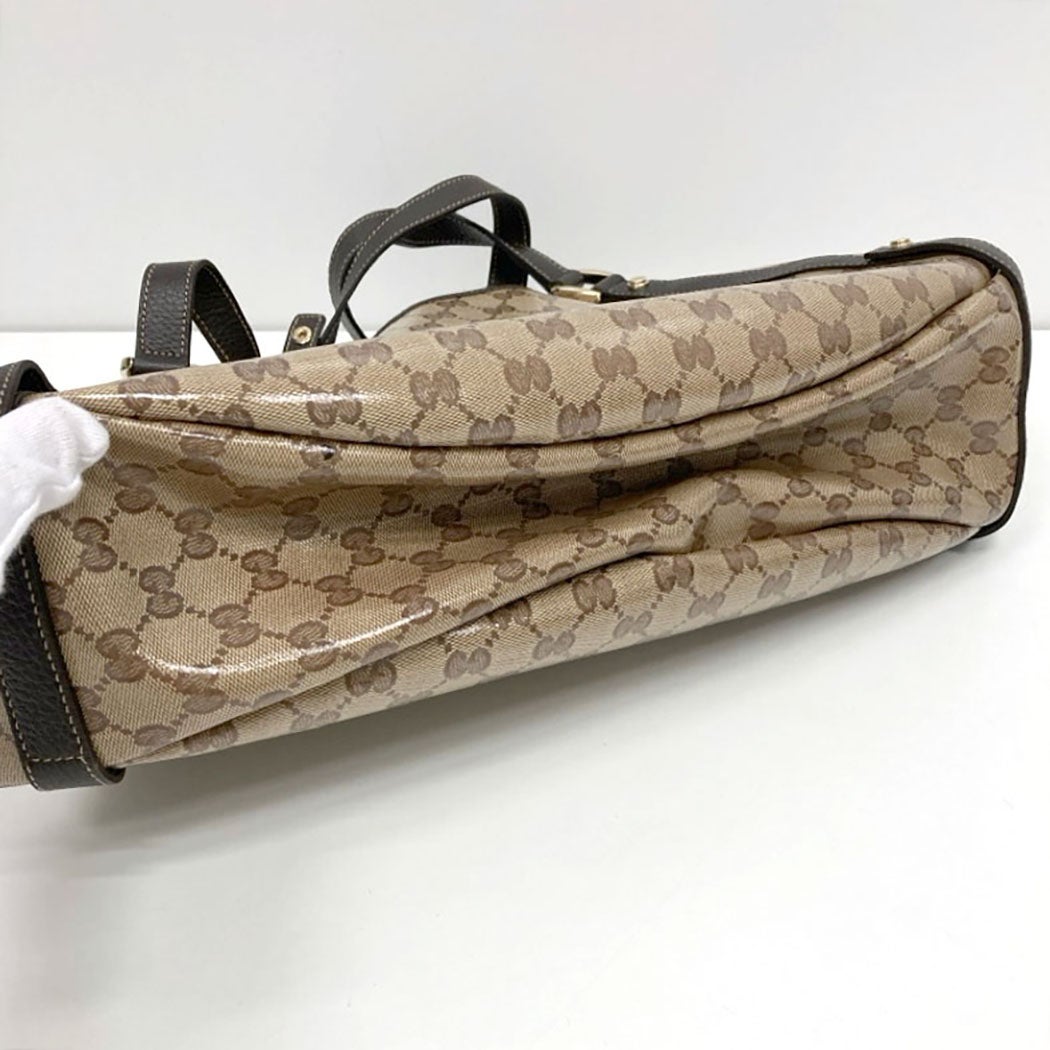 グッチ GG トートバッグ キャンバス アビー 濃茶 ブラウン 293578 GUCCI トートバッグ 293578 GGクリスタル PVC ビニール ブラウン